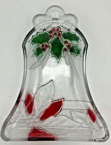 Mikasa Celebrations Christmas Glass Poinsettia Bell Dish Bowl in Original Box - Picture 1 of 7