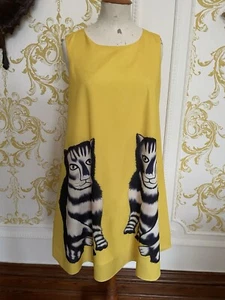 Cat Print Silk Mix Dress Size 10/12 - Picture 1 of 9