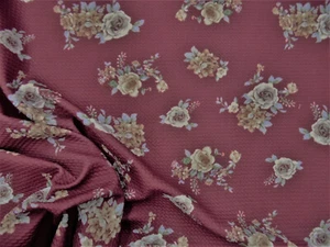 Tela texturizada Liverpool estampada a bala elástica marrón borgoña gris floral R47 - Imagen 1 de 1