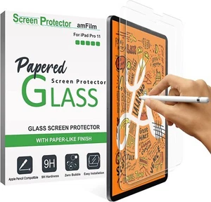 (2 pack) amFilm  iPad Pro 11 (21/19), iPad Air 5/4 (20/22),PAPERed Glass - Picture 1 of 4