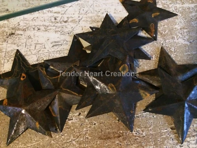 Lot 10 Rusty Black Barn Stars Star 2.25 in 2 1/4" Primitive Country Rust Craft - Image 1 of 4