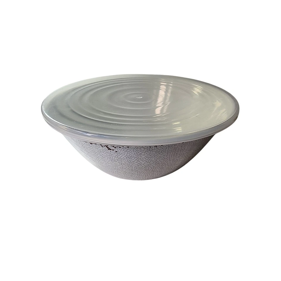 WILLIAMS-SONOMA Gray Splatter Large Basket Bowl Melamine Mixing Bowl with Lid - Image 1 of 4
