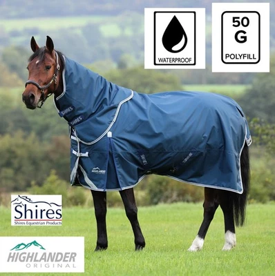 50g TURNOUT HORSE RUG Shires Highlander Lite Weight Waterproof  Detachable Neck - Image 1 of 4