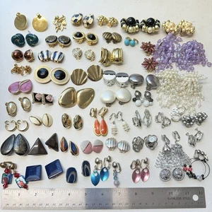 HUGE 54 Pairs Vintage Clip On Earrings Lot Signed Trifari Monet Napier 50s-90s - Picture 1 of 8