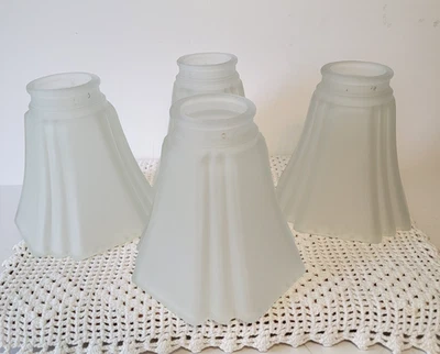 Juego de 4 pantallas de luz de ventilador de techo vintage vidrio esmerilado cuadrado Art Deco Foto 1 de 4