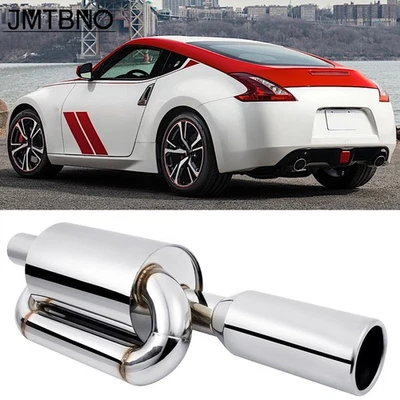For Nissan 370Z 350Z Twin Loop Exhaust Tips Muffler 2.5" Inlet 4" Outlet Chrome - Image 1 of 4