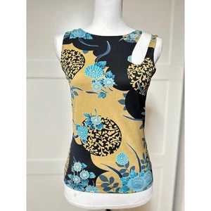 MCM Split Shoulder Sleeveless Top size M Floral Stretch - Picture 1 of 3