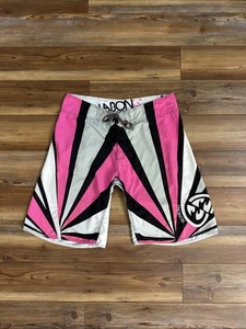 Billabong Boardshorts Andy Irons Size 38 Shogun Rare Pink / Black Striped Y2K - Picture 1 of 16