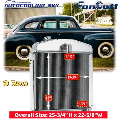 Fit 1947-1949 48 PLYMOUTH CHRYSLER P15 DELUXE 3.6/5.3L 3 Rows Aluminum Radiators - Изображение 1 из 4