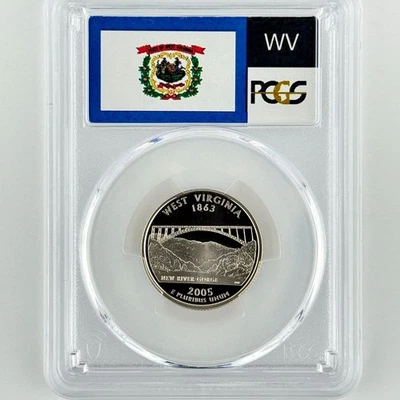 West Virginia Quarter PR 70 DCAM PCGS Clad 2005 S Best Top Grade 25c State Flag - Image 1 of 4