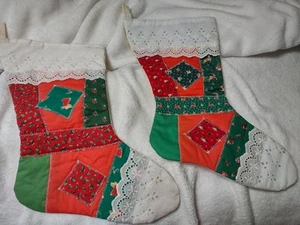 Handmade Vintage Christmas Stockings Set of 2 - Picture 1 of 11