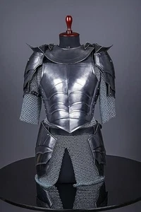 Armadura de cuerpo completo gótica medieval alemana hecha a mano calibre 18 acero con casco - Imagen 1 de 3