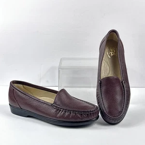 SAS Simplify Shoes Womens 7 W Leather Loafers Slip On Tripad Antique Wine - Picture 1 of 11