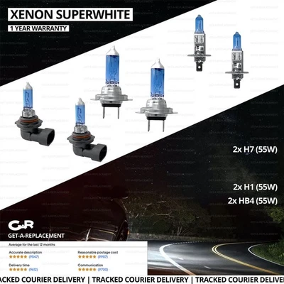For Seat Leon 2010-2016 Low High Fog Xenon Headlight Bulbs H7 H1 HB4 Set - Image 1 of 2