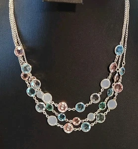 Gloria Vanderbilt Multi Kette Einfassung Set Kristall Silber Ton Multi Color Halskette - Bild 1 von 5