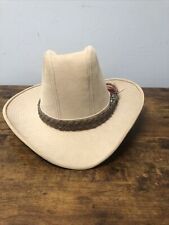 Vintage Rustler Cowboy Western Hat Tan Suede Size L Gibson Logo UHCMWIU