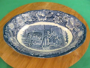 Liberty Blue by STAFFORDSHIRE ~ minute men ~ 9" Oval Vegetable Bowl - Picture 1 of 6