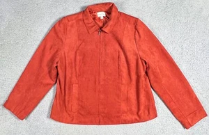 Studio Works Women's Size 16 Petite Full Zip Lined Faux Suede Jacket Orange 16P - Picture 1 of 11