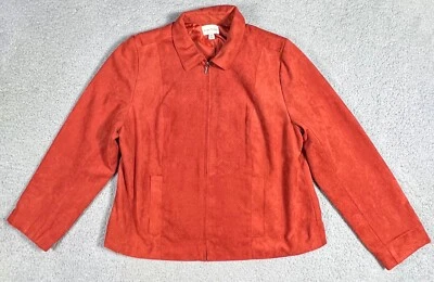 Jaqueta Studio Works feminina tamanho 16 pequena forrada com zíper completo camurça sintética laranja 16P - Imagem 1 de 4