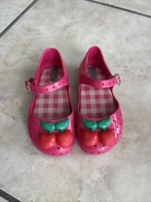 Mini Melissa Amarillo Rosa Caliente Cereza Maryjane Zapatos 9 Foto 1 de 2