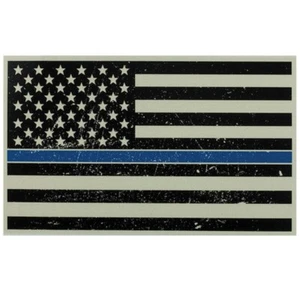 Weather resistant AMERICAN FLAG w/ BLUE STRIPE POLICE TRIBUTE VINYL STICKER - Picture 1 of 1