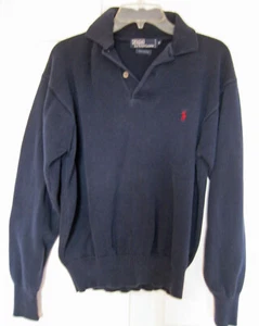 Polo Ralph Lauren PARA HOMBRES Suéter Cuello Talla M Algodón Azul Marino Abuelo Pullover - Imagen 1 de 5
