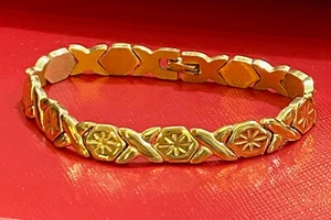 Lady Xoxo 14k Gold Overlay Stahl Armband 7 1/2 Zoll /Hiphop - Bild 1 von 5