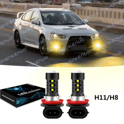 For Mitsubishi Lancer 2008-2015 Golden Yellow H11 H8 LED Fog Driving Light Bulbs - Image 1 of 4