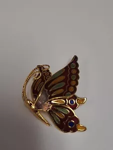 Cloisonne BROOCH Enamel Butterfly Figurine Pin Hand Made - Picture 1 of 5