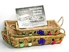 Wicker Raffia Lined Basket Lot Of 3 Handled Casserole Carriers 3d Veggies Fruit 