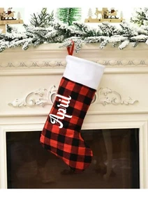 PERSONALISED CHRISTMAS STOCKING Tartan Deluxe Luxury Stockings XMAS Printed UK - Picture 1 of 1
