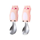 2Pcs/Set Baby Fork Rounded Edge Long Service Life Toddler Spoon Fork Cutlery Set