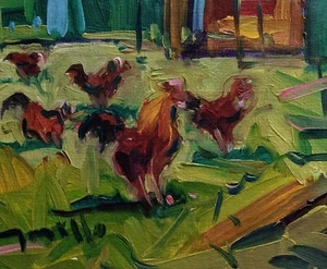 FARM CHICKEN COOP ROOSTER COUNTRY FOWL HEN JOSE TRUJILLO - Picture 1 of 6