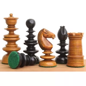 Juego de piezas de ajedrez St. John Pre-Staunton Calvert de 3,3" solo - ébano y antigüedad - Imagen 1 de 16