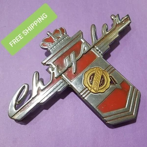 Bin29 Used Vintage OEM Mopar Trunk Script Badge Emblem 1946-1948 Chrysler (SC) - Picture 1 of 6