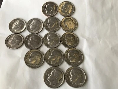 FIFTEEN (15) RARE & VERY GOOD CONDITION UNITED STATES DIMES 1965 TO 1969 - Image 1 of 4