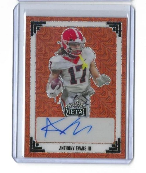 2024 Leaf Metal Draft ANTHONY EVANS III 91 Throwback Orange Mojo RC Auto SSP 3/3