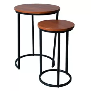 Juego de 2 mesas de centro laterales redondas para muebles de salón - Imagen 1 de 2
