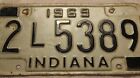 1969 Indiana License Plate Metal Collectible/ Display Tag Hot & Rat Rod Tag 69