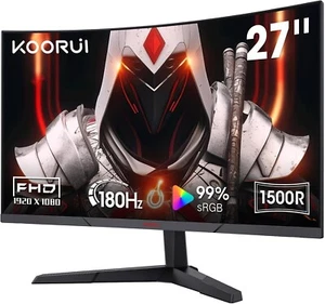 KOORUI 27E6CA 27" Curved Gaming Monitor - 165Hz, 1ms FHD, Adaptive Sync, HDMI/DP - Picture 1 of 7