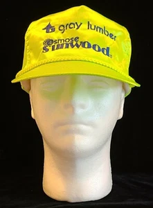 Vintage Silky Nylon Gray Lumber Strapback Trucker Stype Hat - Neon Green - 90's  - Picture 1 of 5
