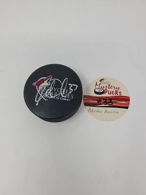 Adrian Aucoin Signed Autographed Hockey Puck Phoenix Coyotes NHL - Image 1 of 4