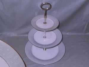 Noritake "Andover" 3-Tier China Hostess Cake Plate Stand Patt. No.5654 - Picture 1 of 1