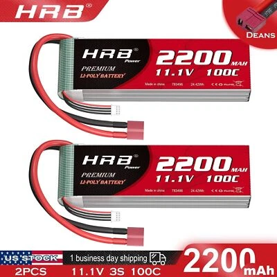 2 piezas HRB 2200mAh 3S 11.1V Lipo Batería Deans para RC Coche Turck Carreras Barco FPV Foto 1 de 4
