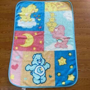 Vintage Care Bears Baby Blanket Fleece Plush Throw Luxe 30x43 READ DESC