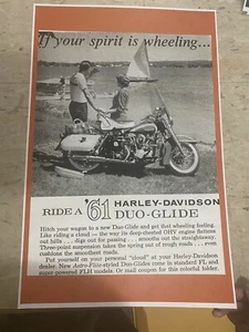 Póster publicitario vintage Harley Davidson 1961 Pan Head Duo Glide X3012 - Imagen 1 de 1