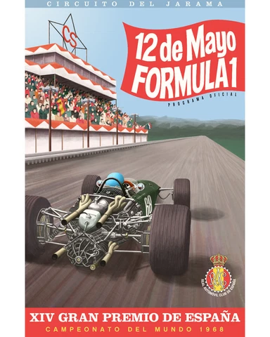 1968 Spanish Grand Prix Poster - 8x10 Color Photo Cover