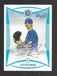 2008 Bowman JUSTIN BERG Signed Card autograph CUBS ANTIGO, WI yankees