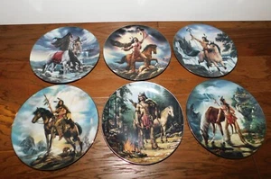 VNTG! Hunters of the Spirit Plate SET 6 Native American Horses Russ Docken Rtd! - Picture 1 of 15
