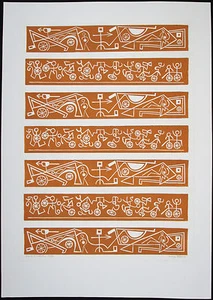 MAYEU PASSA, Original Linocut, Char de la Madeleine, Signed Numbered - Picture 1 of 4